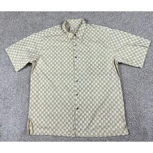 VTG Tori Richard Shirt Mens XL Yellow Green Check Cotton Lawn Hawaiian Button Up